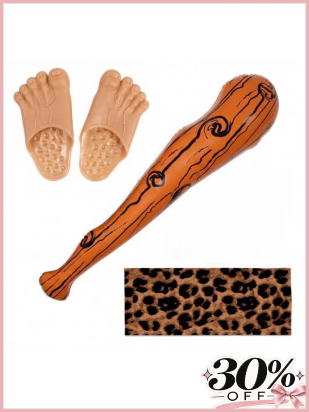 Cave Man Costume Accessories Set Inflatable Club Headband Foot Covers